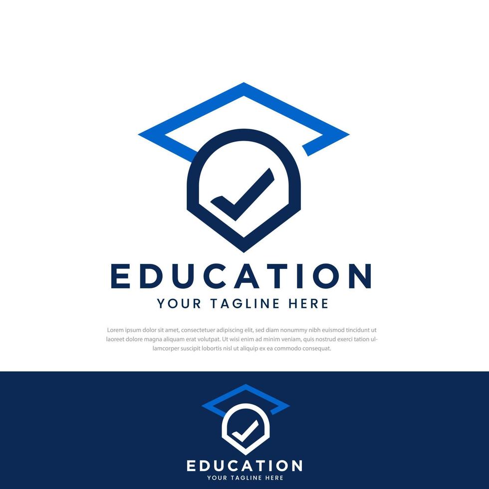 Educational Toga design logo simple tick icon, Education university vector illustration, symbol, icon