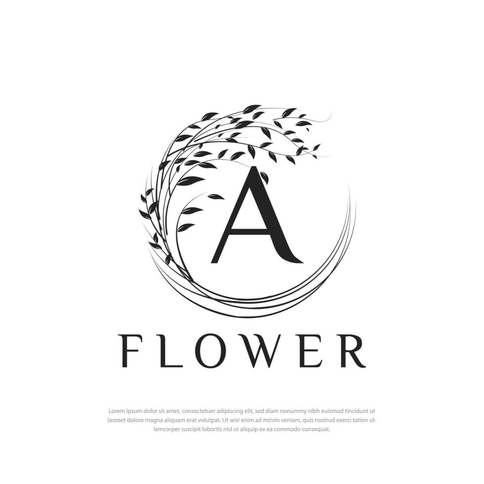 un arte de logotipo de vector floral y botánico de belleza con plantilla creativa