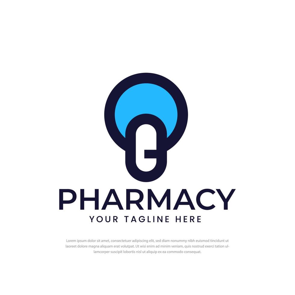 Minimalist medical drug pharmacy logo design, symbols, icons, design templates vector