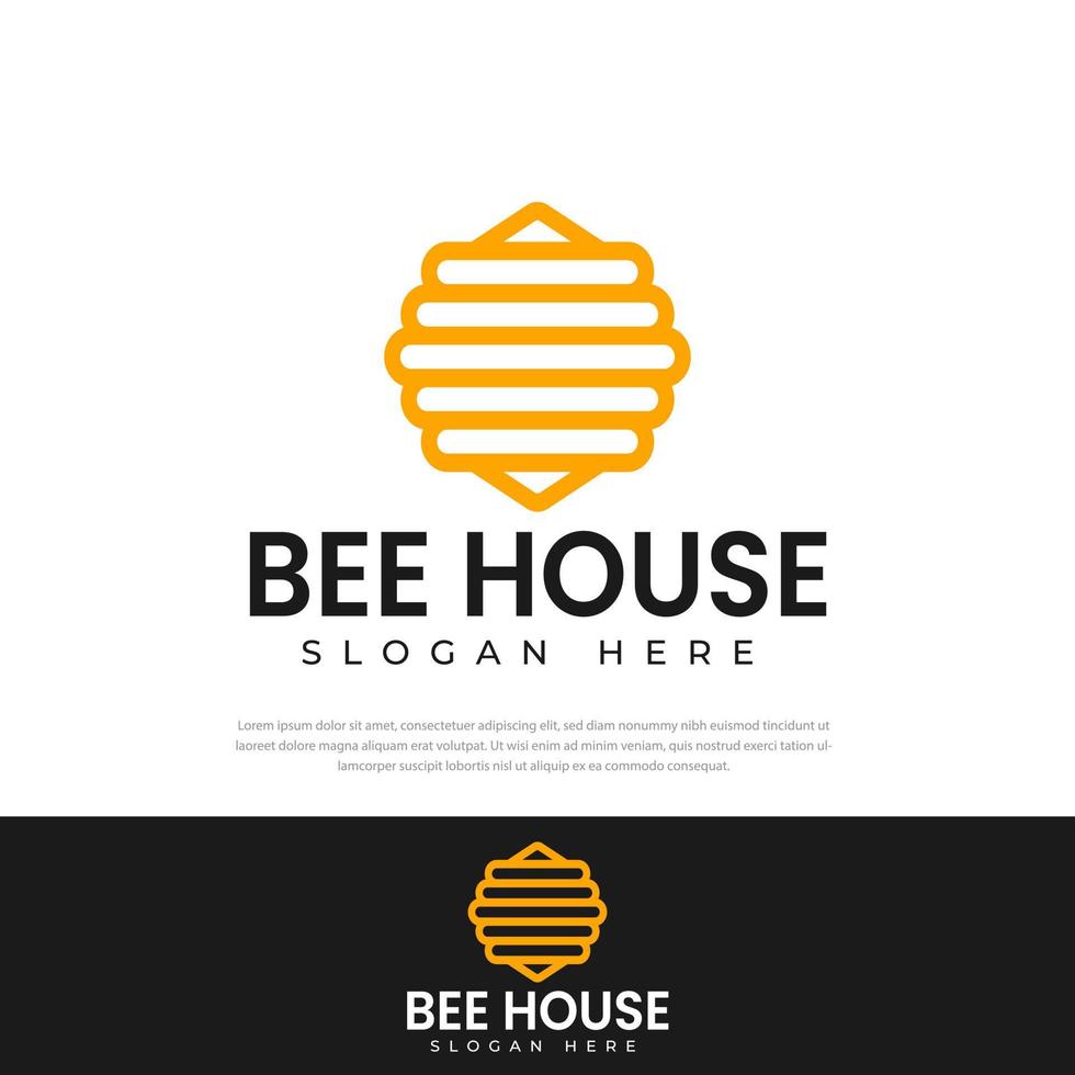 Icon illustration of Bee House logo design vector template. bee house icon house sign and bees