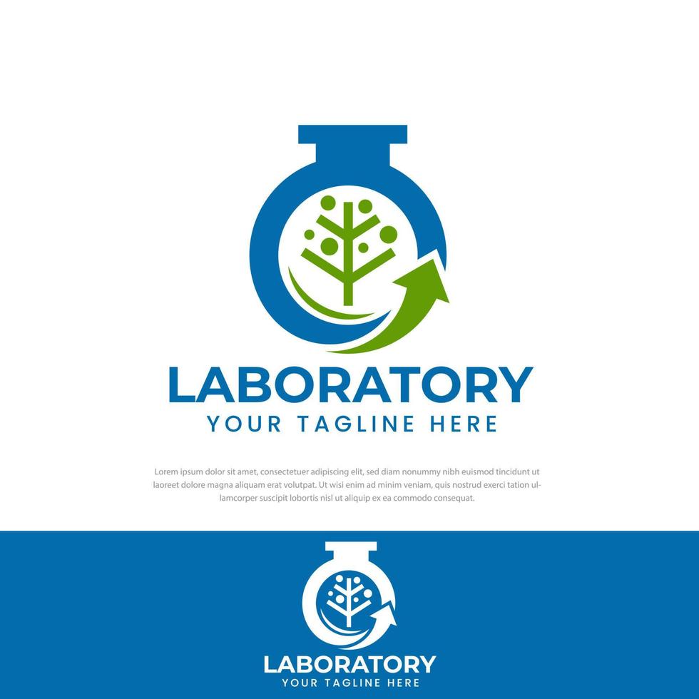 plantilla de logotipo de laboratorio natural y símbolo de flecha creativa de ciencia y medicina, industria ambiental y laboratorio vector