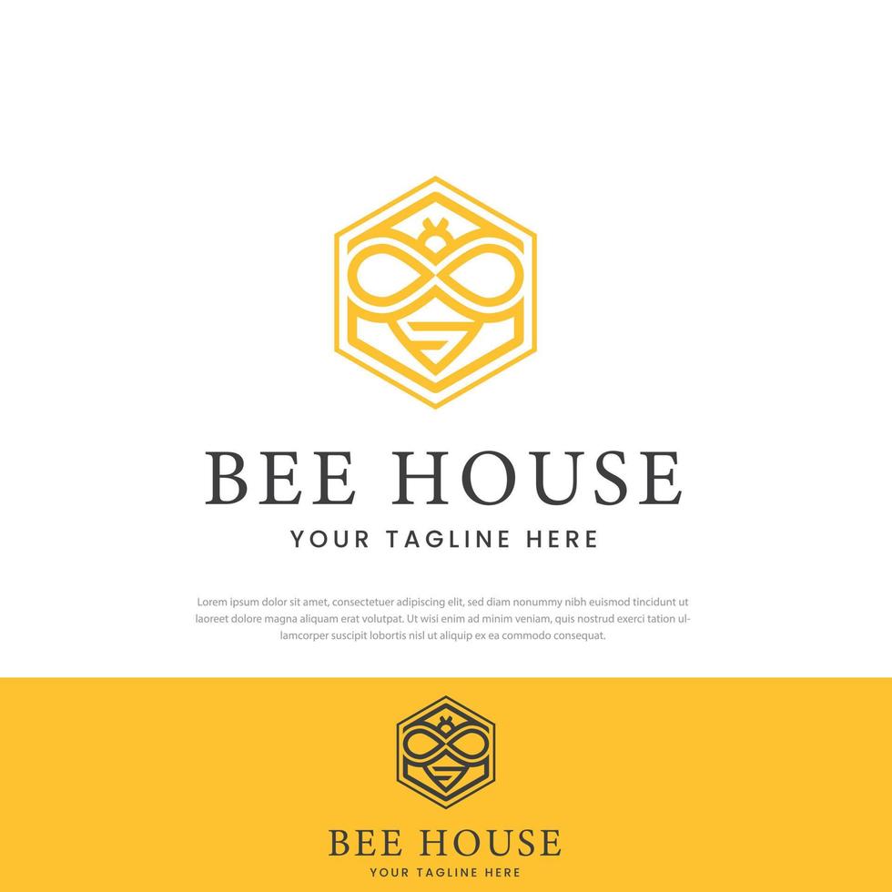 Hexagon bee logo design Modern design, vector, symbol, fresh honey icon, flat logo. Vector Illustration
