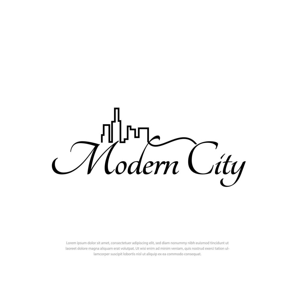 Modern city logo monogram in unique handwritten style, labels, emblems, signs. Vector illustration