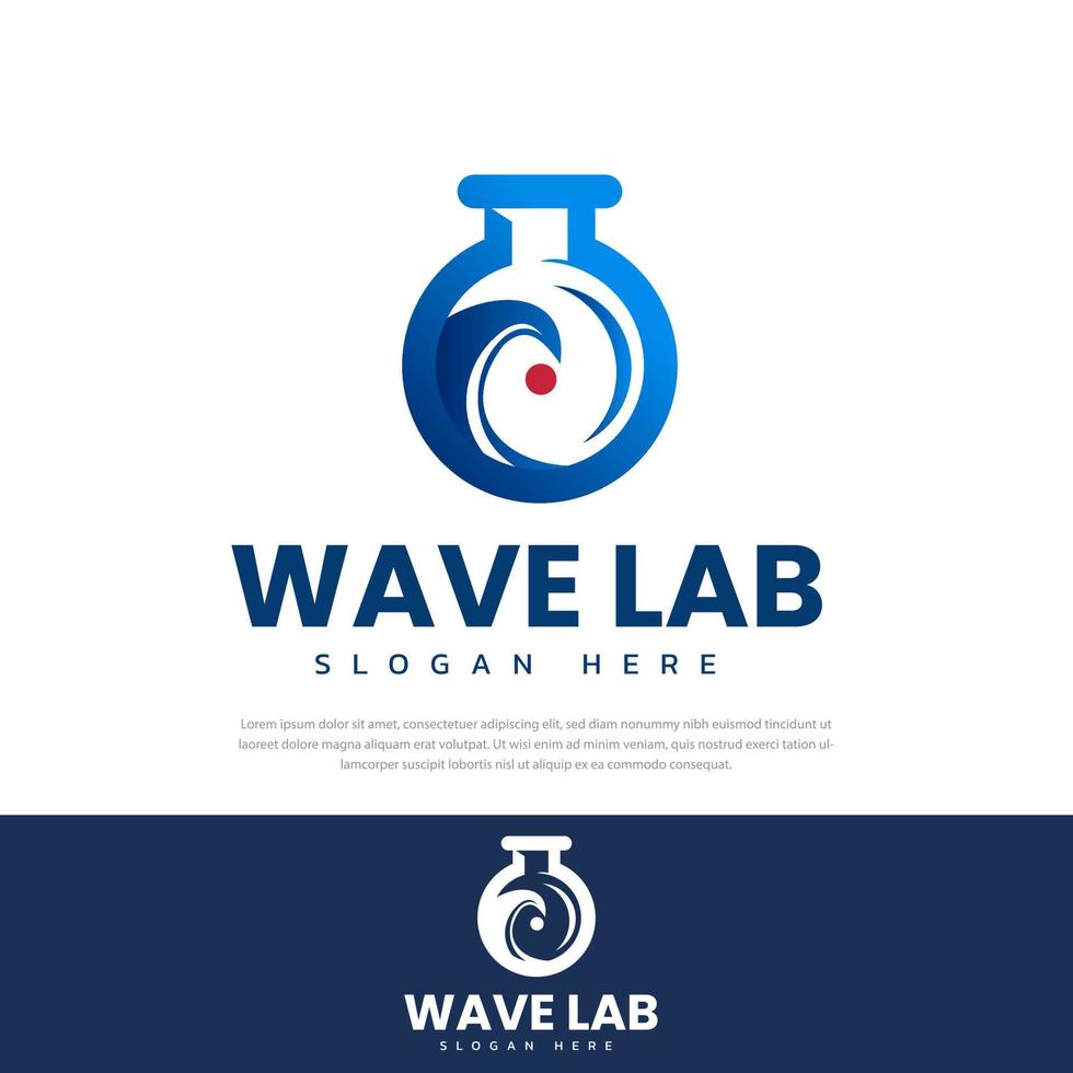 plantilla de diseño de logotipo de laboratorio de ilustración de diseño de olas oceánicas vector