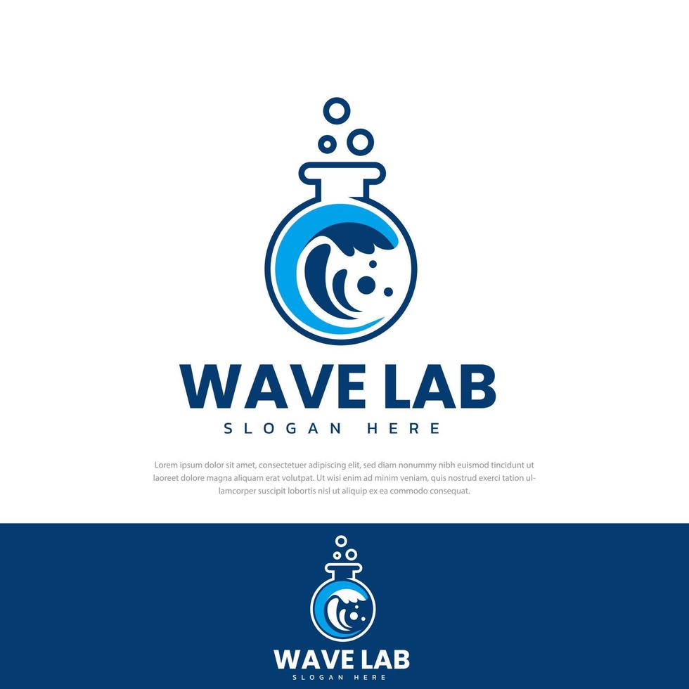 Ocean wave design illustration laboratory logo, symbol, icon, design template vector