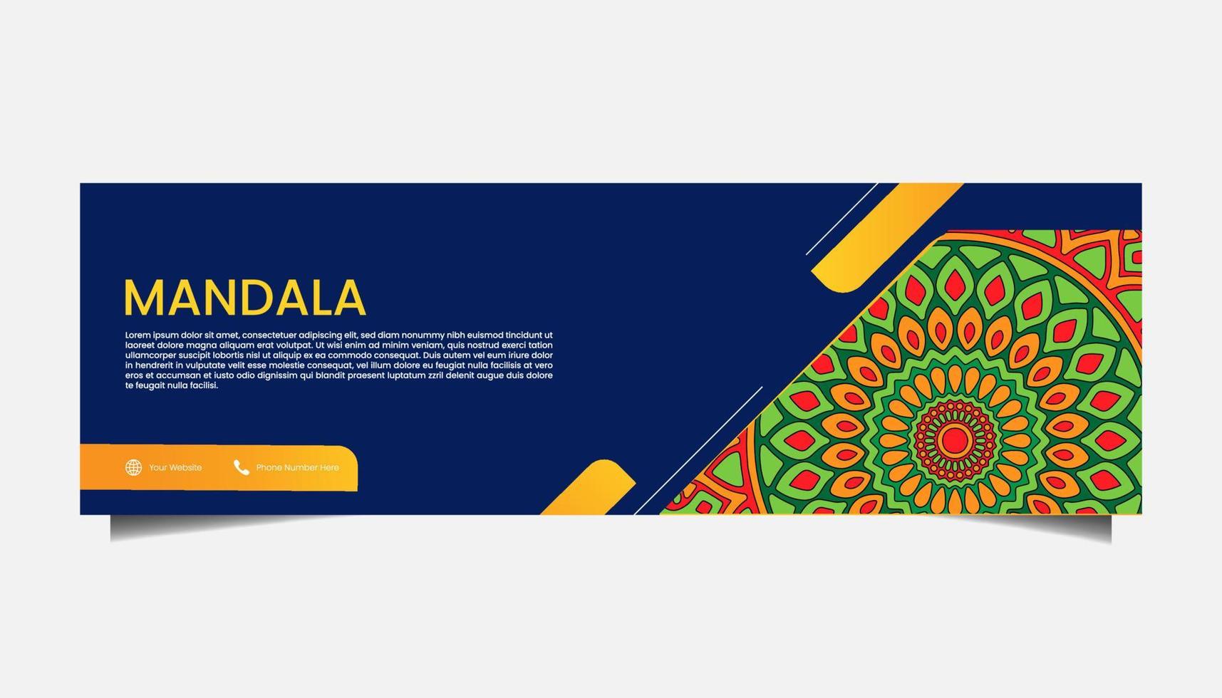 fondo adornado de mandala para negocios de banner web vector