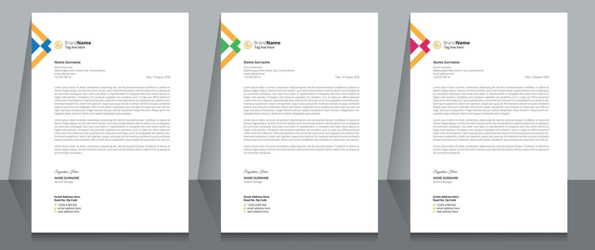 Creative Corporate Business Letterhead Template Design. vector