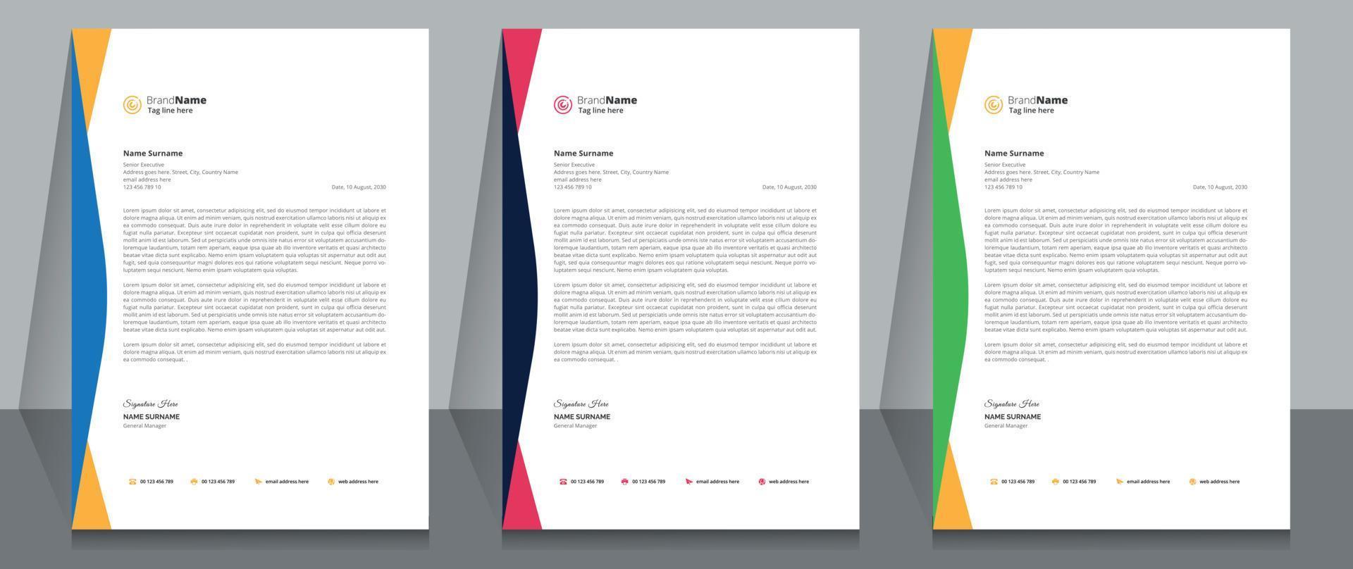 Creative Corporate Business Letterhead Template Design. vector