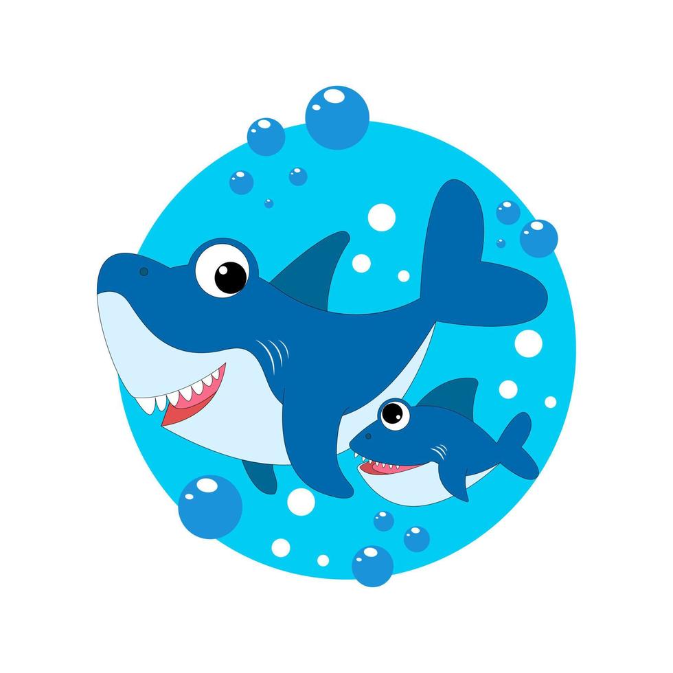 cute shark animal cartoon illustration vector