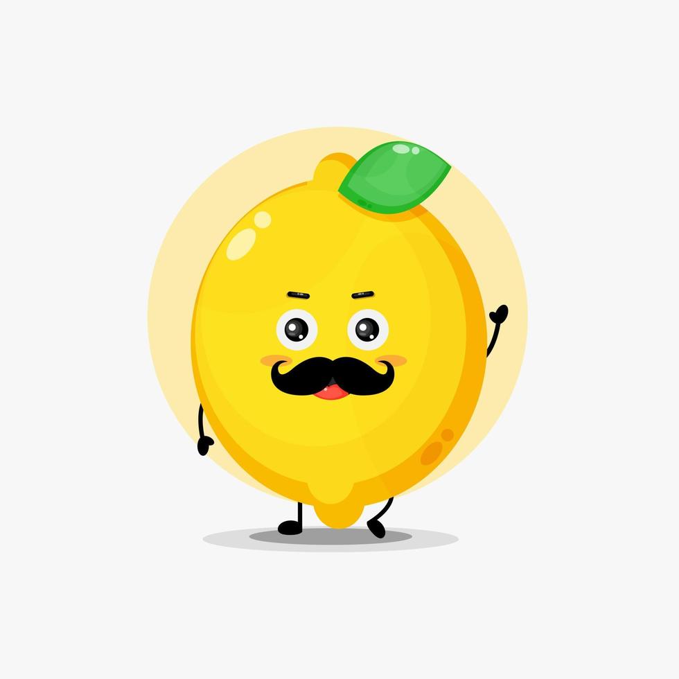 lindo personaje de limón con bigote vector