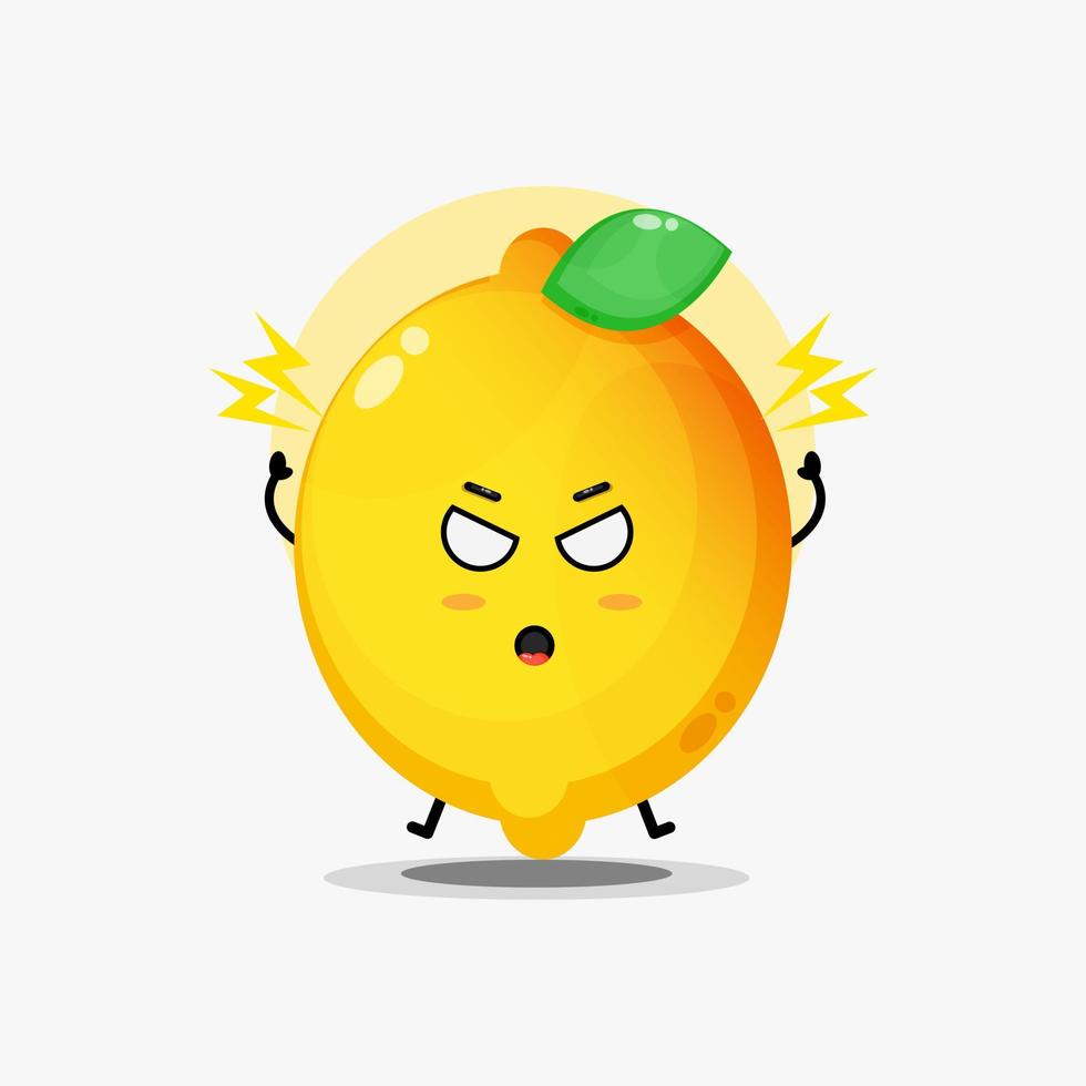 Cute lemon character is angry vector