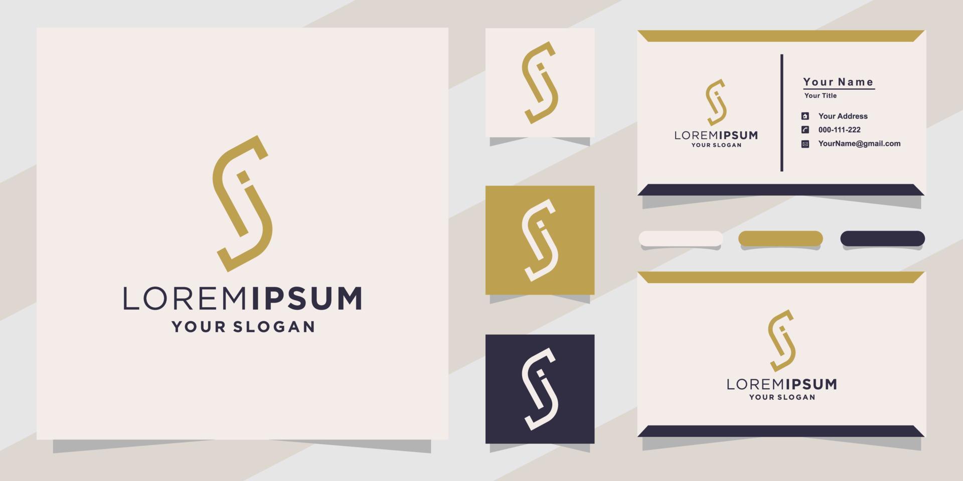 letter sj logo for company with business card template vector