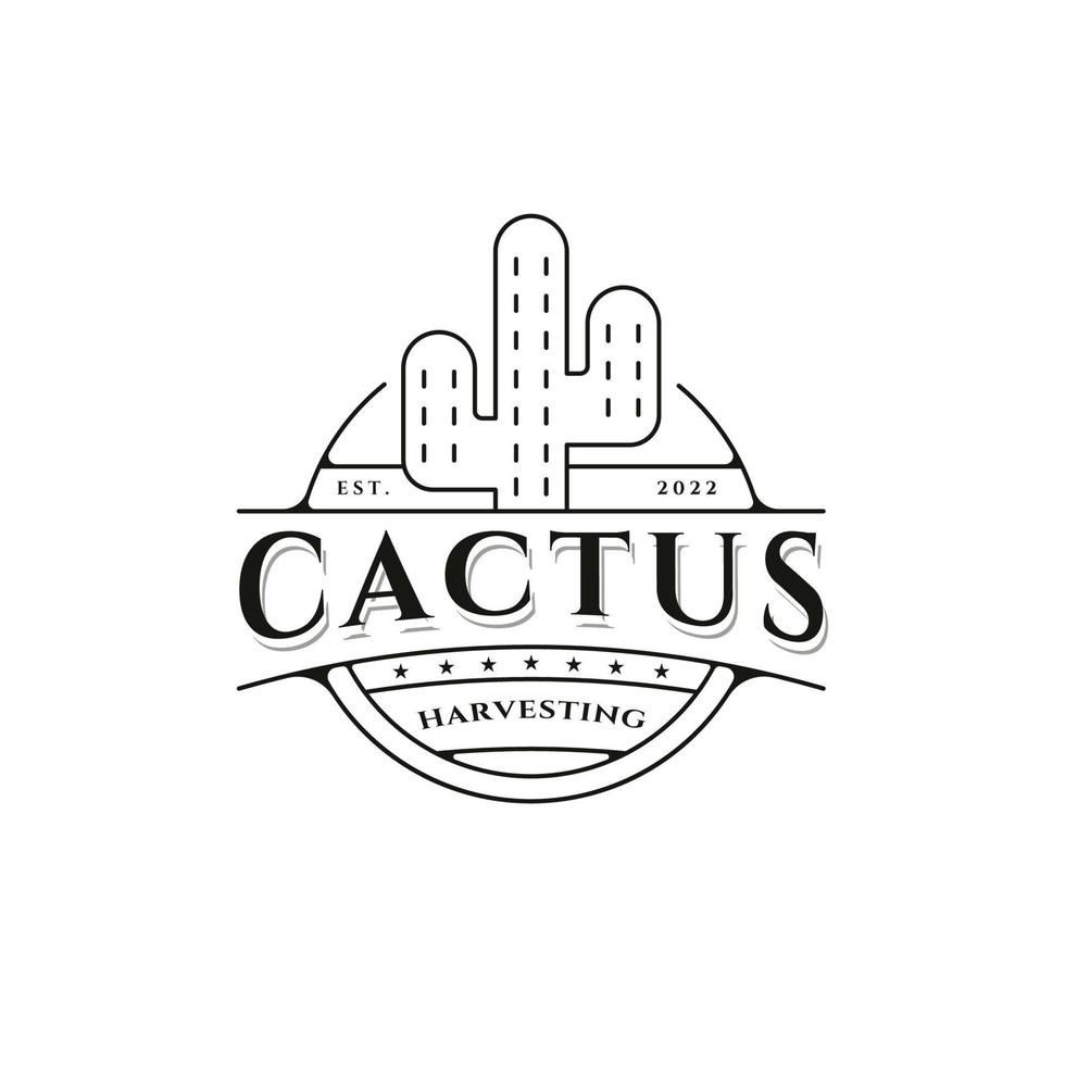 diseño de logotipo de cactus línea minimalista icono de arte ilustración vectorial vector