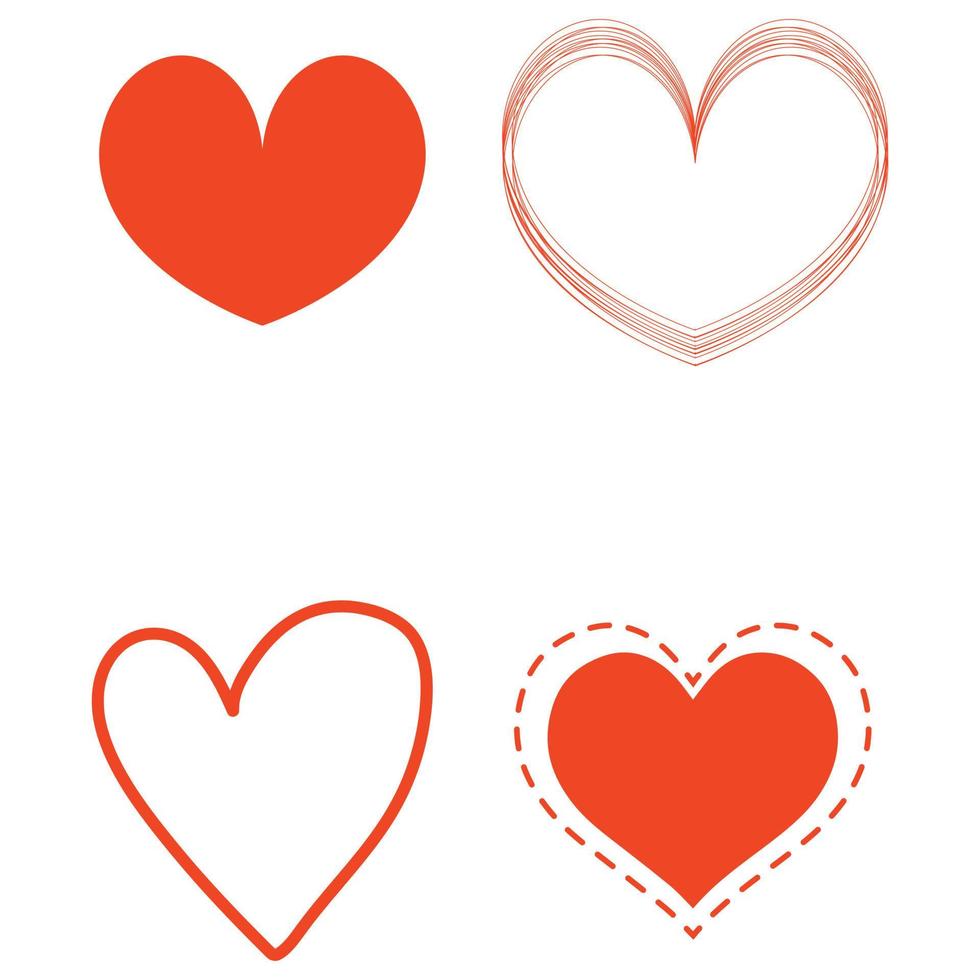 Hearts Vector Illustration Set Red