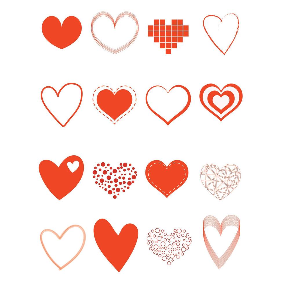 Hearts Vector Illustration Set Red