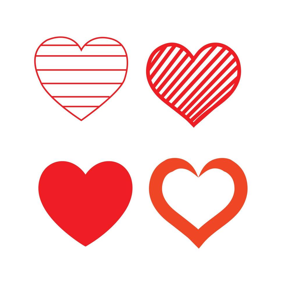 Hearts Vector Illustration Set Red