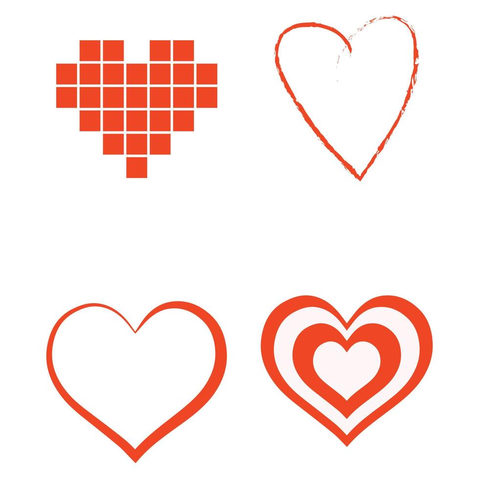 corazones, vector, ilustración, conjunto, rojo vector