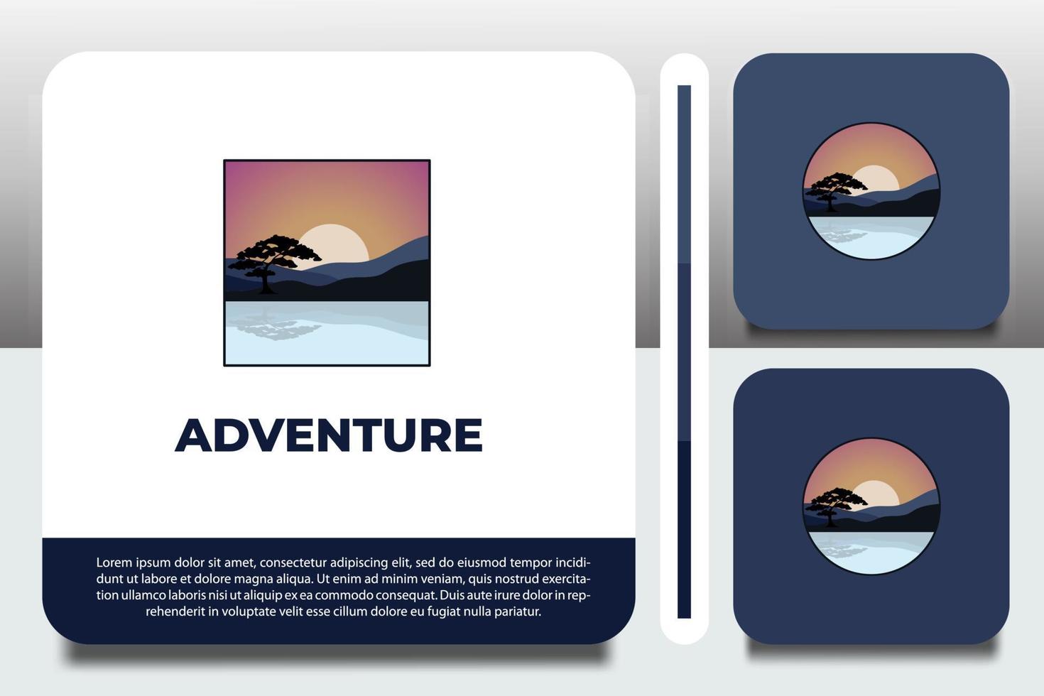 logo design template, with scenery and mountain icon, with business card design vector