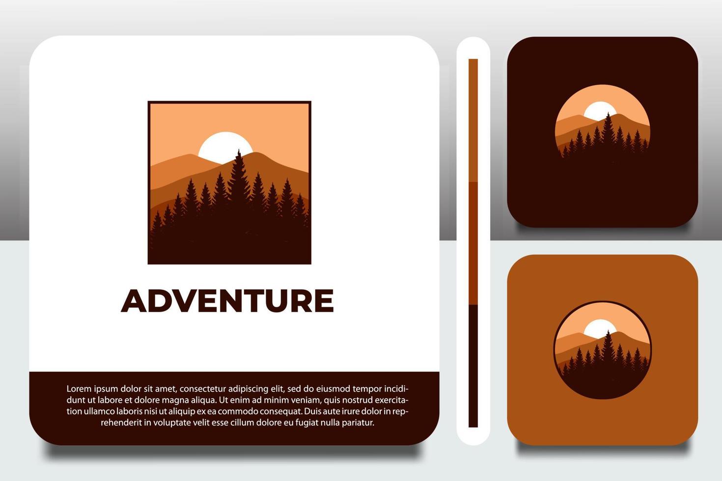 plantilla de diseño de logotipo, con paisaje e icono de montaña, con diseño de tarjeta de visita vector