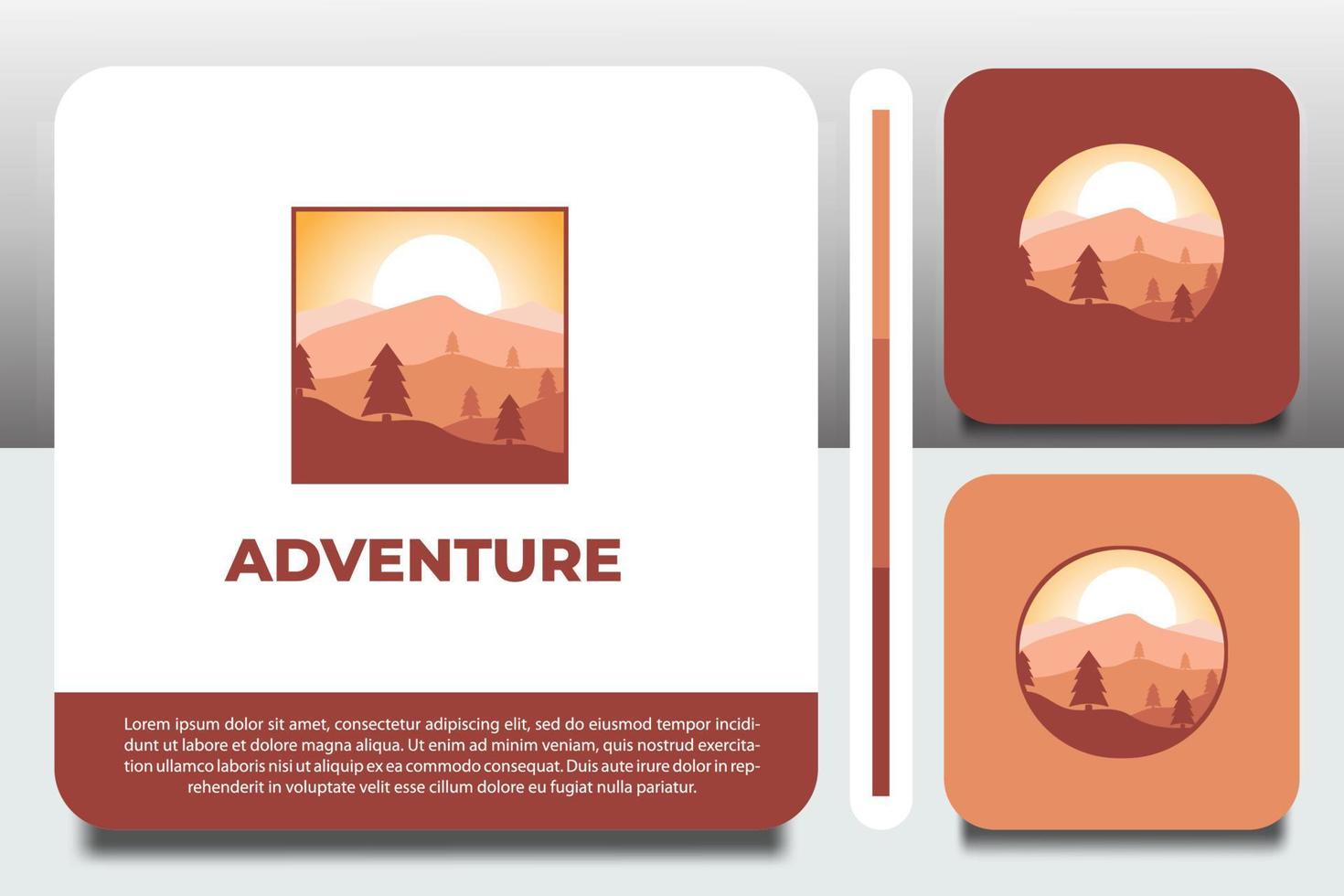logo design template, with scenery and mountain icon, with business card design vector