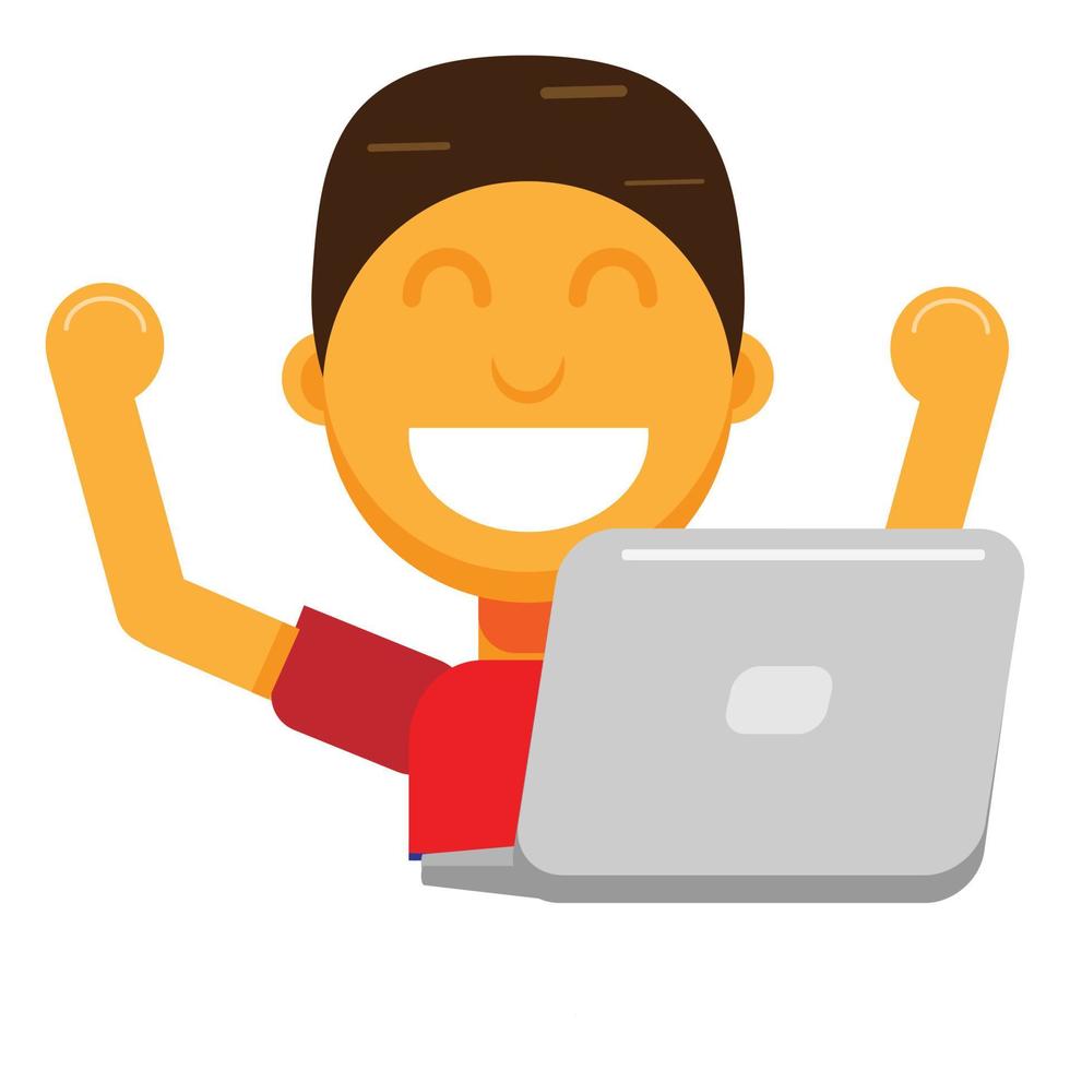 Successfully laptop work done. achievement concept. vector
