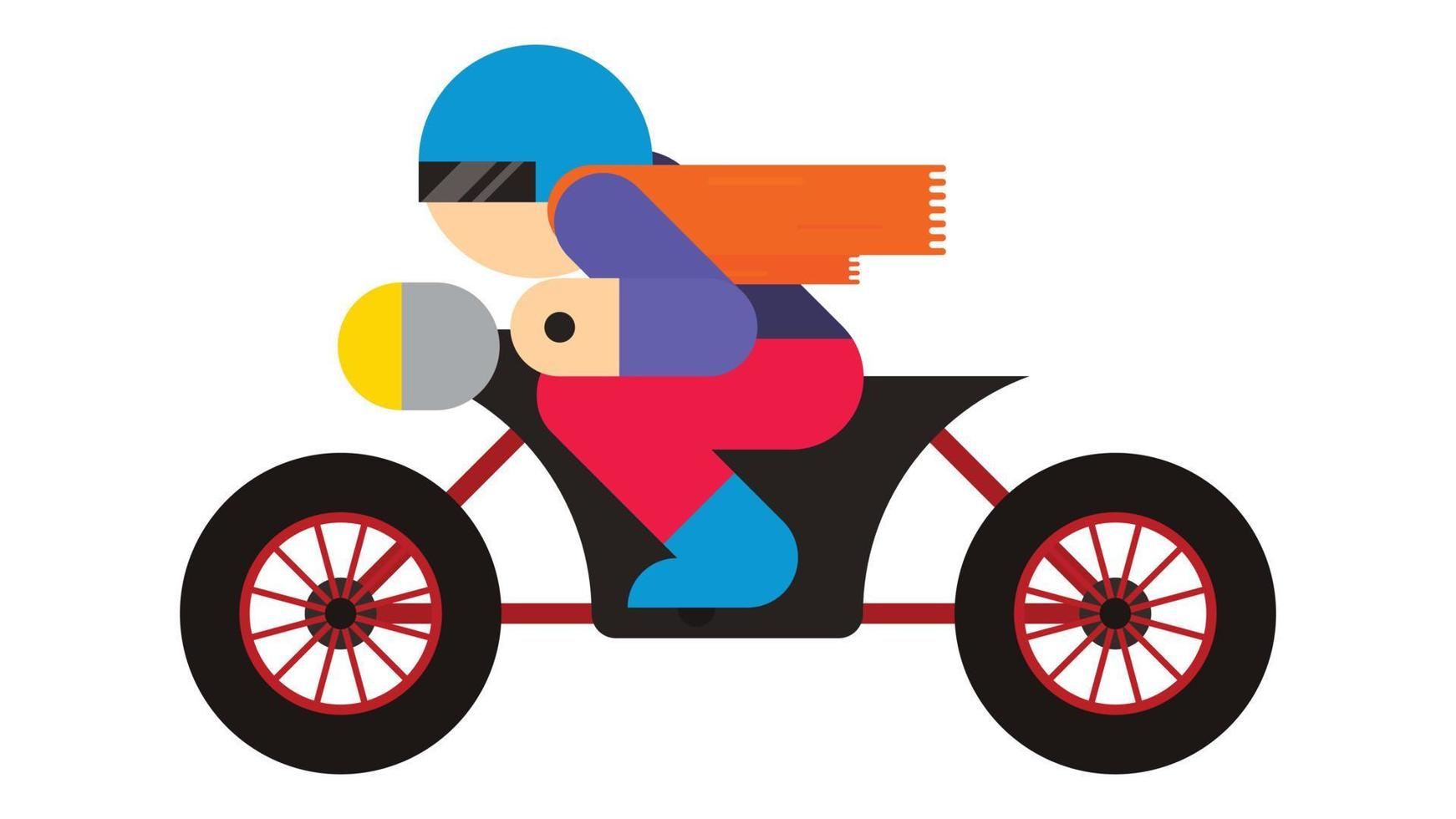 bike riding man with helmet. Flat style vector illustration.