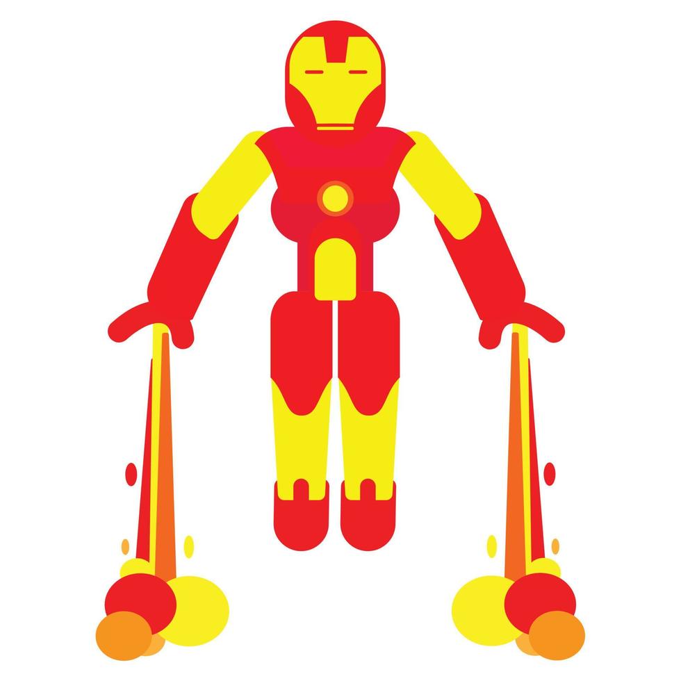 traje de superhéroe robot volador. vector