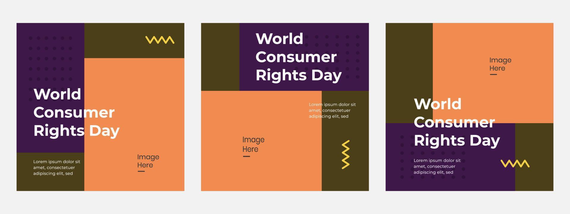 Set banner square world consumer rights day. Suitable for social media post. Campaign promotion vector