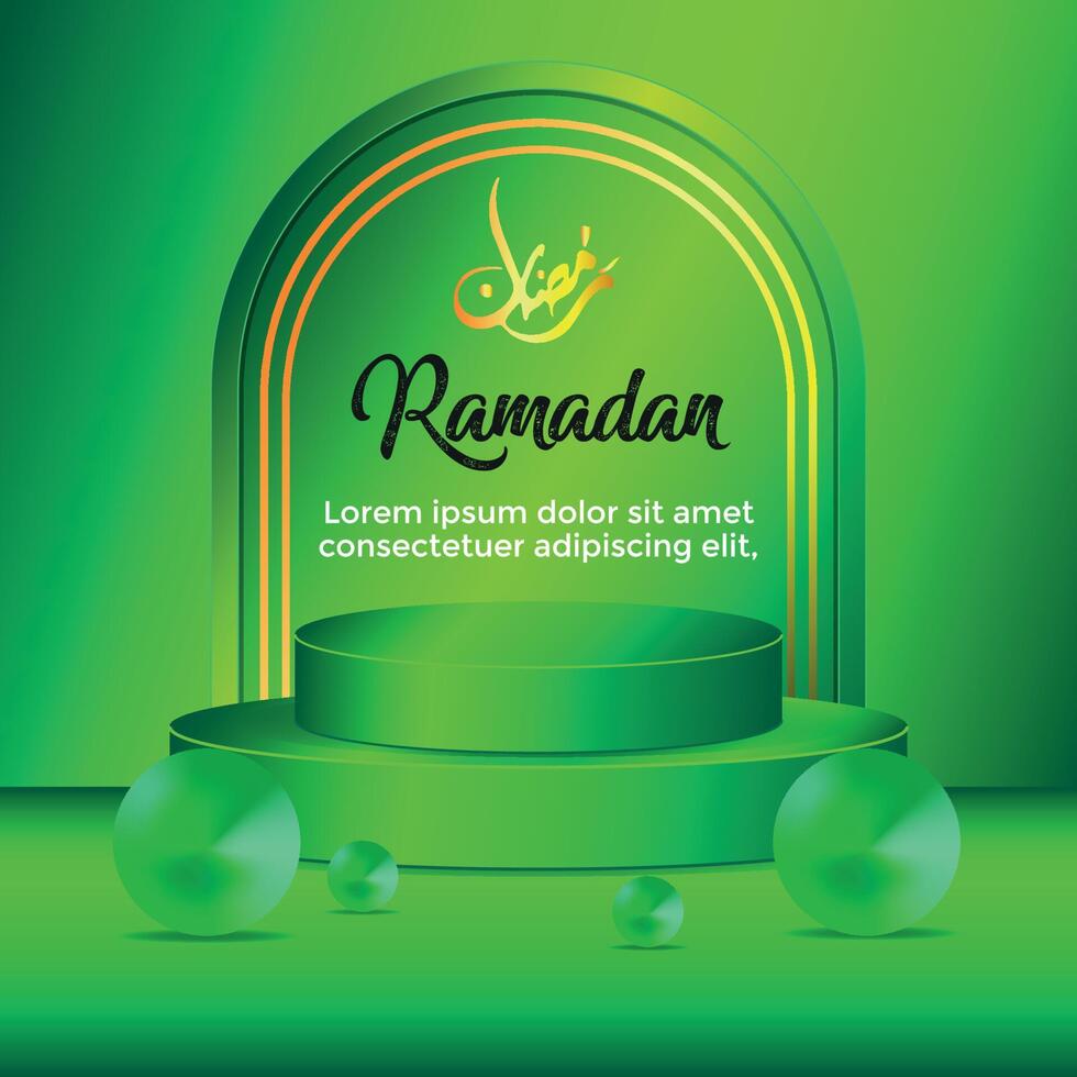 3D podium with ramadan month theme vector