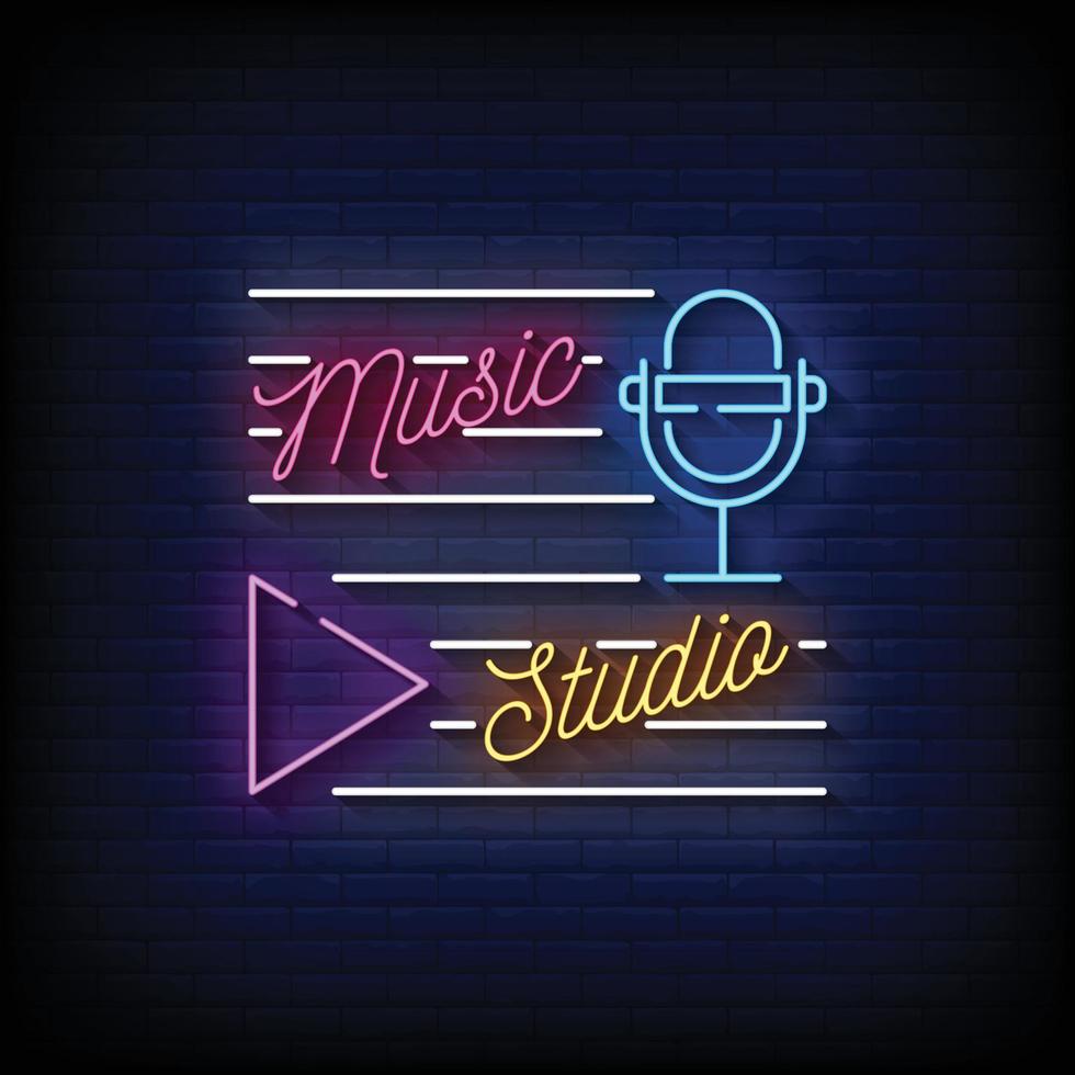 Music Studio Neon Signs Style Text Vector