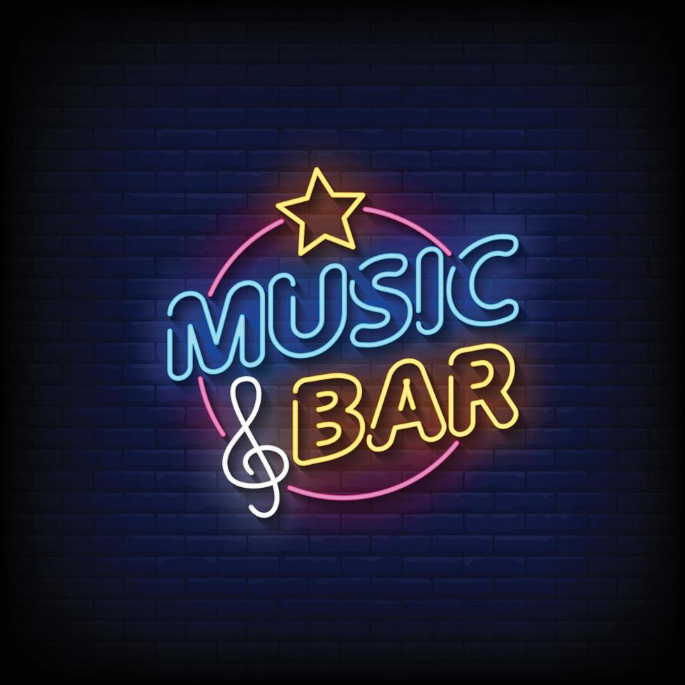 Music Bar Neon Signs Style Text Vector