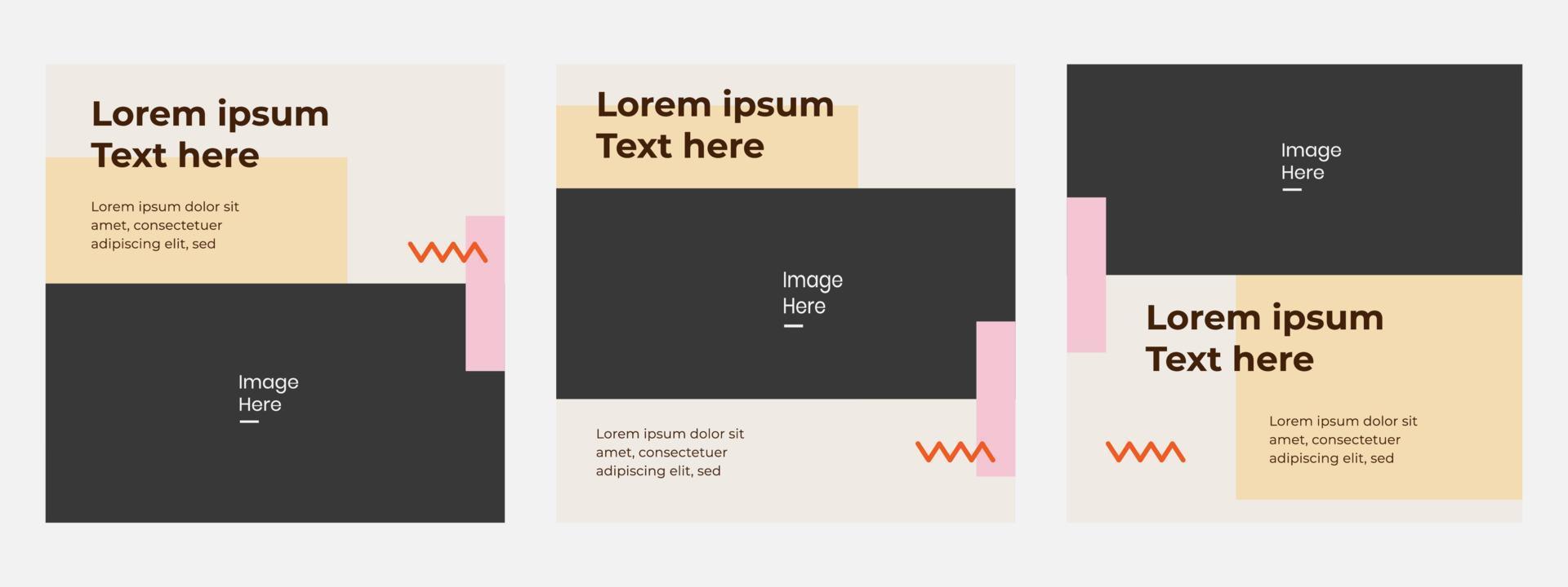Set post banner square social media template. Vector layout. Campaign promo