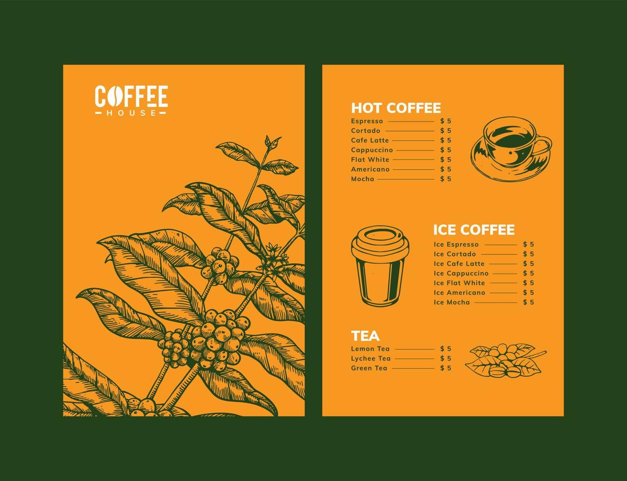 ilustración de café para el diseño del menú vector