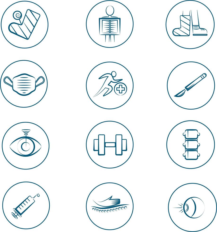 Radiology and orthopedic medical line icons set vector