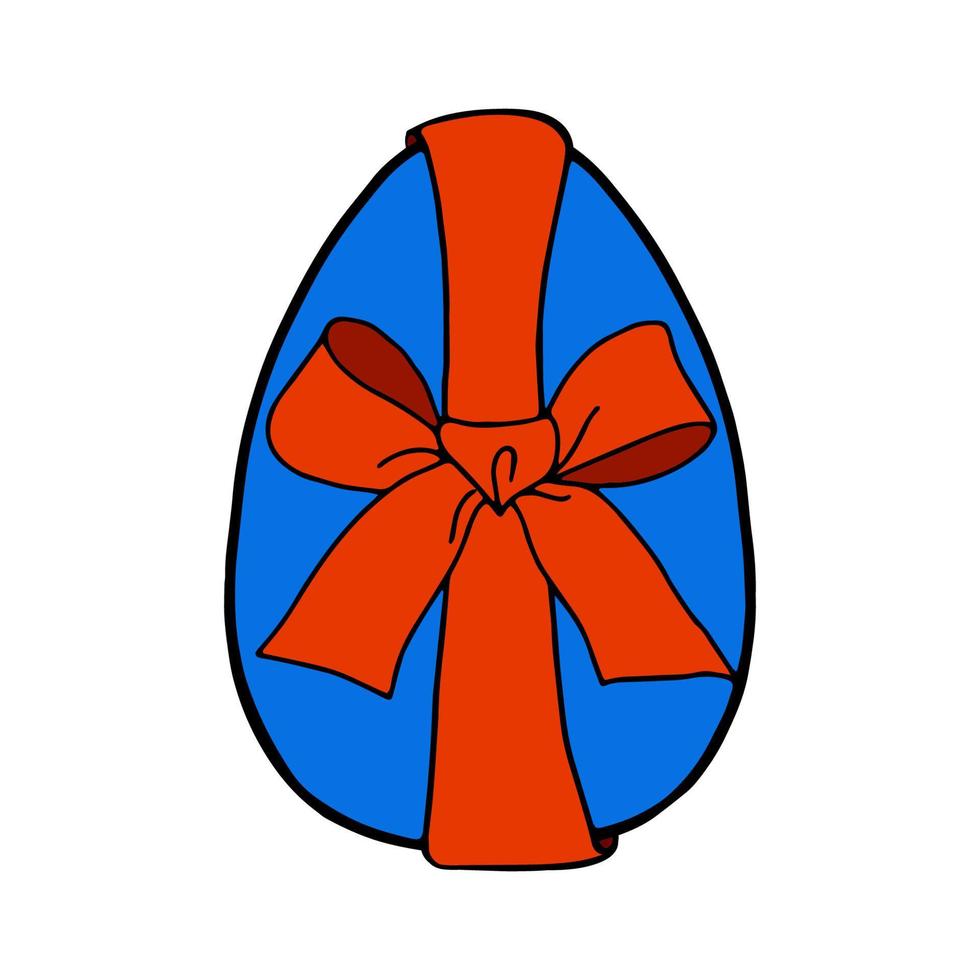 An Easter egg tied with a ribbon.A green egg with a red bow.Flat illustration.Picture for the holiday of bright Easter.Suitable for postcards, decor, textiles.Vector illustration vector