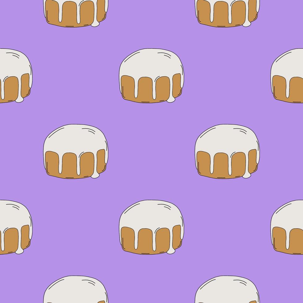 Easter cake seamless pattern with icing .Hand drawing.Spring holiday of Easter.Vector vector