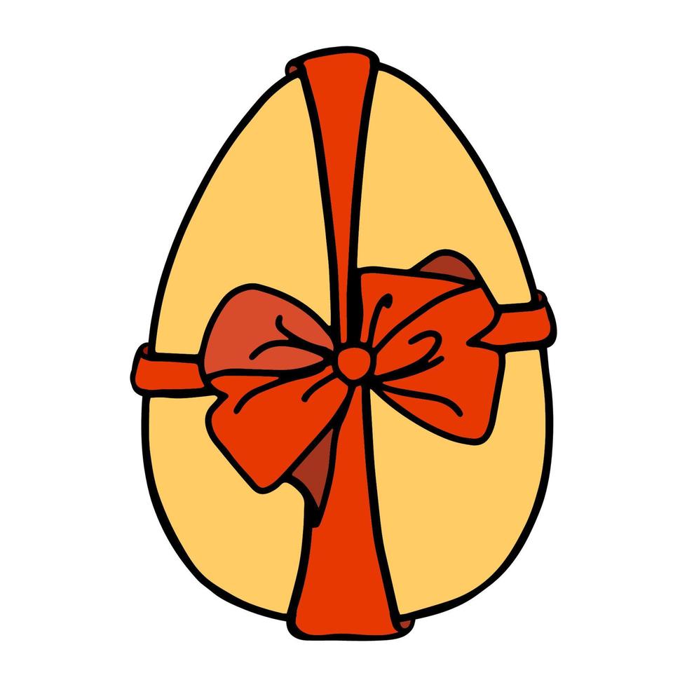 un huevo de pascua atado con una cinta. un huevo verde con un lazo rojo. ilustración plana. imagen para las vacaciones de pascua brillante. adecuado para postales, decoración, textiles. ilustración vectorial vector