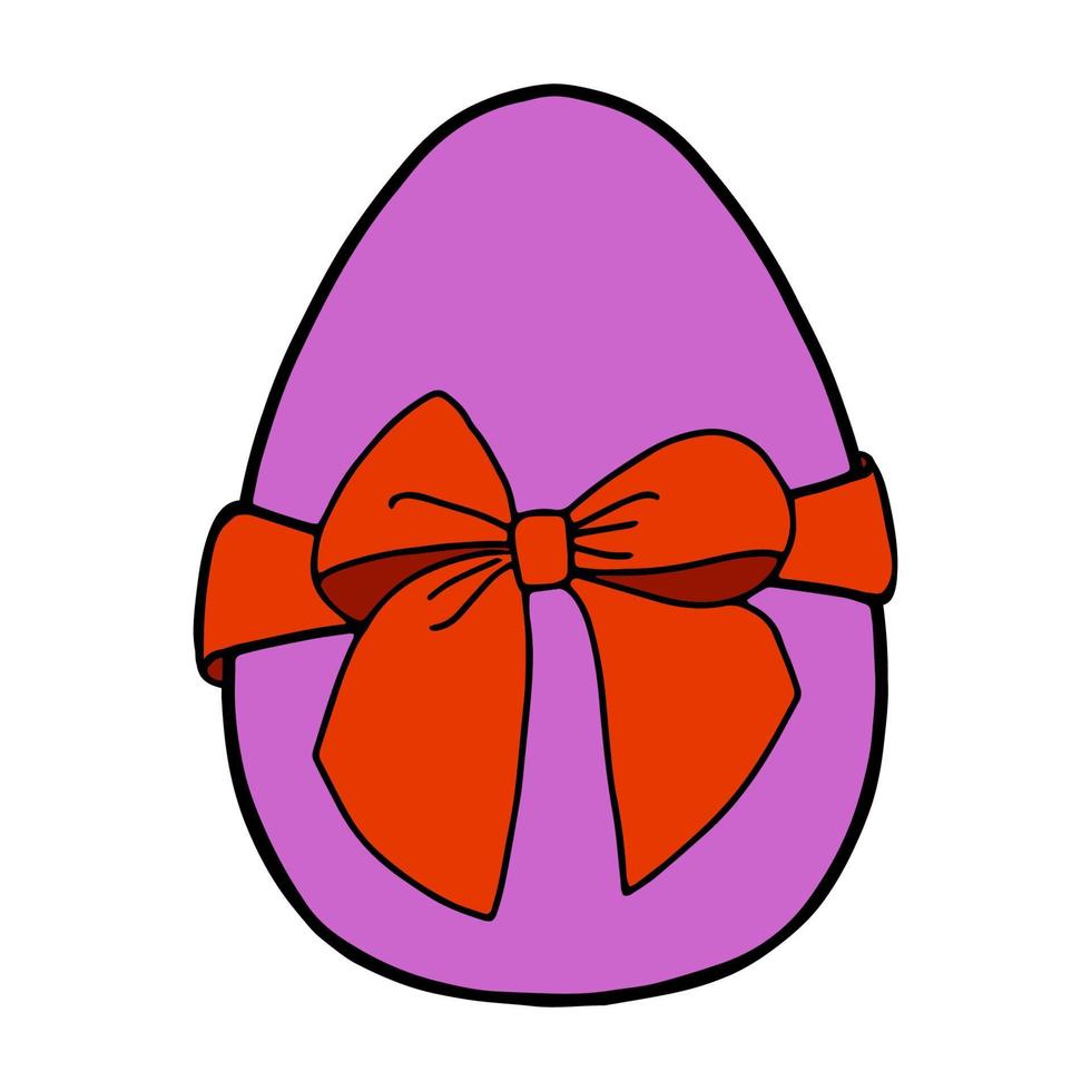 An Easter egg tied with a ribbon.A green egg with a red bow.Flat illustration.Picture for the holiday of bright Easter.Suitable for postcards, decor, textiles.Vector illustration vector