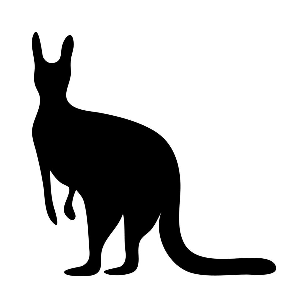 vista lateral de silueta negra canguro. animales de australia marsupial. vector