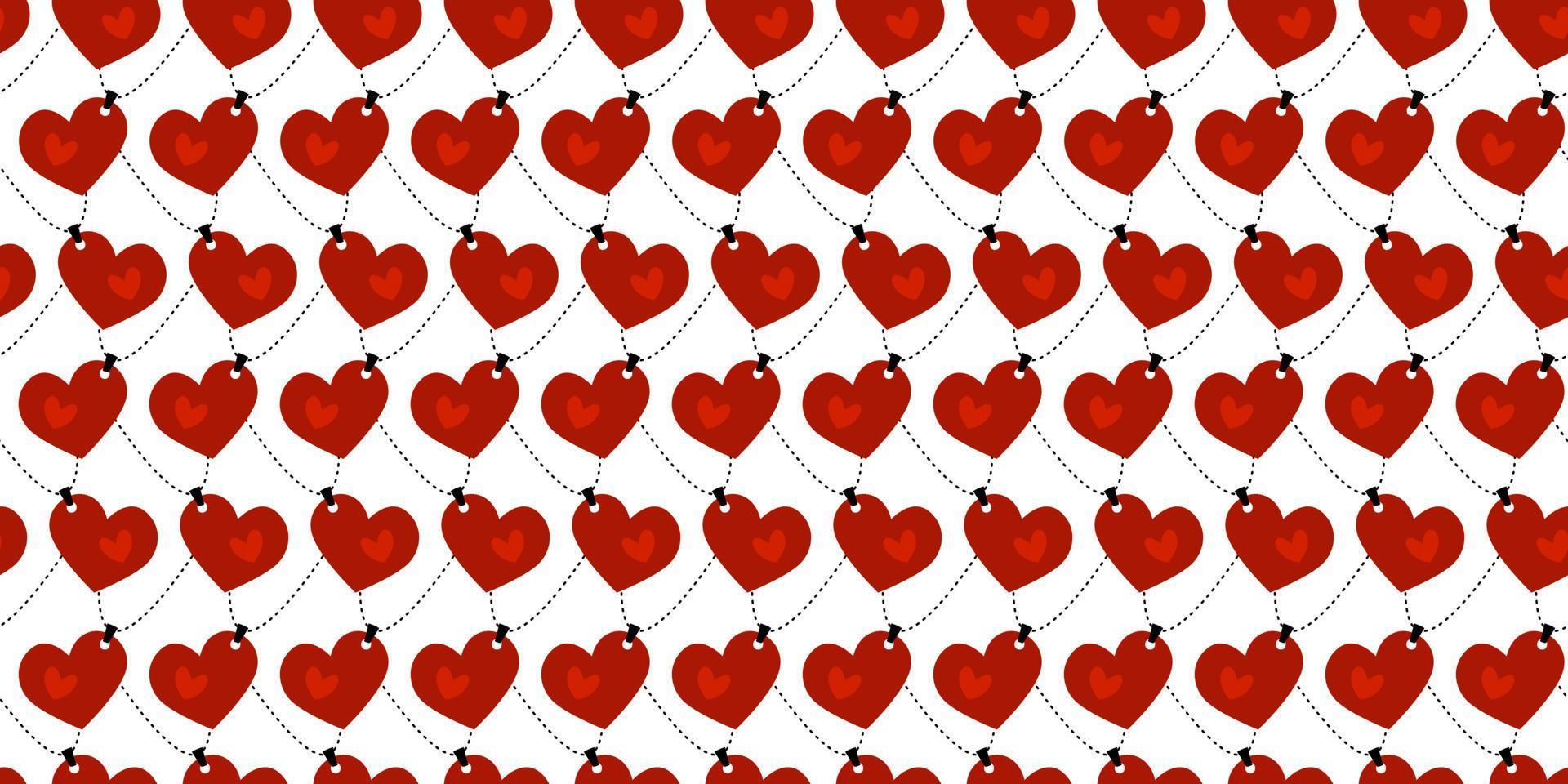 Seamless pattern of hearts on chain. St. Valentine's Day. Design for wrapping paper, stationery, wedding background. Vector illustration.