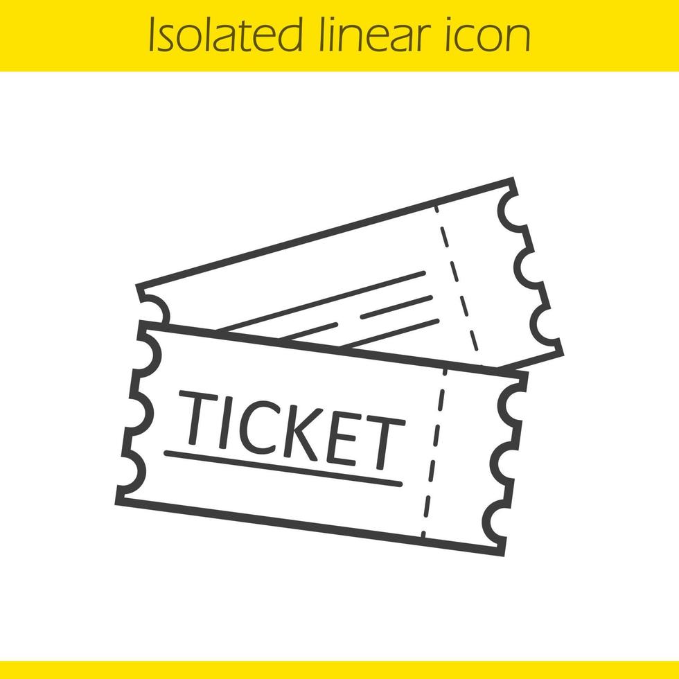 Tickets linear icon. Thin line illustration. Cinema, flight, sport event tickets. Contour symbol. Vector isolated outline drawing