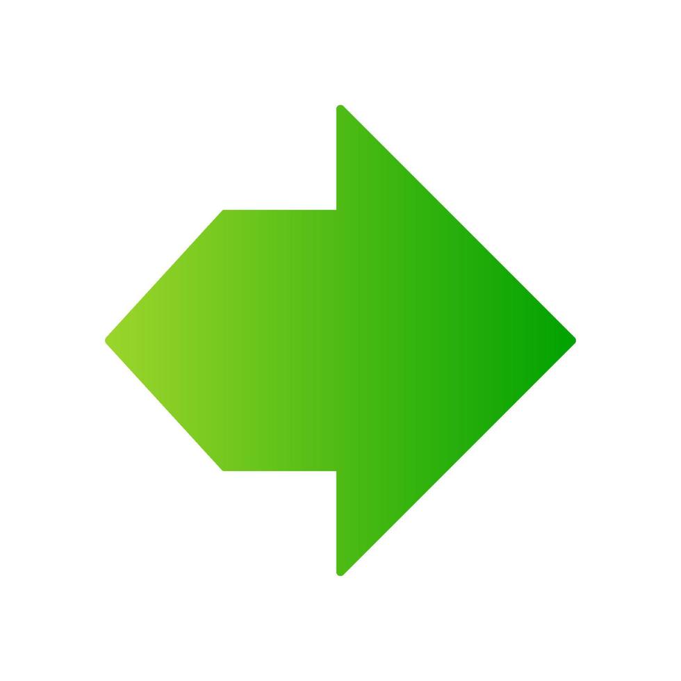 Double green arrow flat design long shadow color icon. Two way navigation arrow. Path indicator, movement designator. Left and right arrowhead direction. Motion, next. Vector silhouette illustration