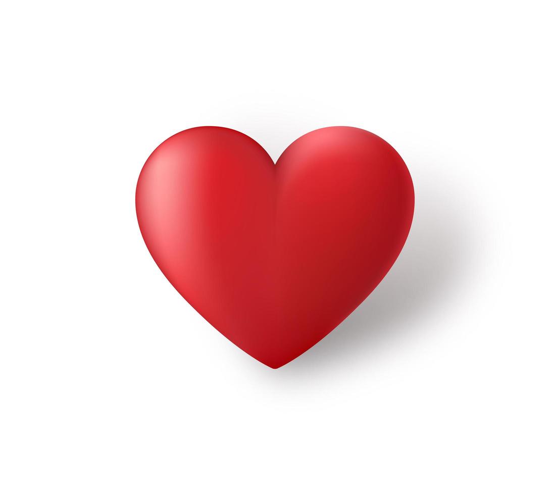 corazón rojo 3d aislado sobre fondo blanco. decoración para el día de san valentín. ilustración vectorial vector