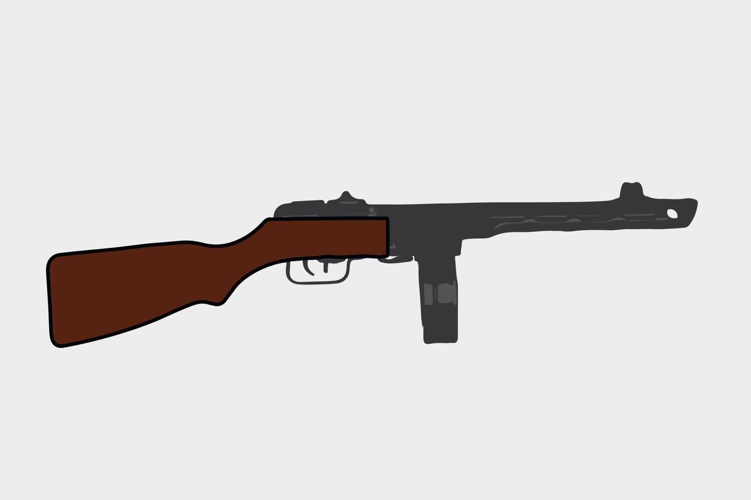 Russian Soviet automatic pistol submachine gun PPSh 41 Flat Vector Illustration