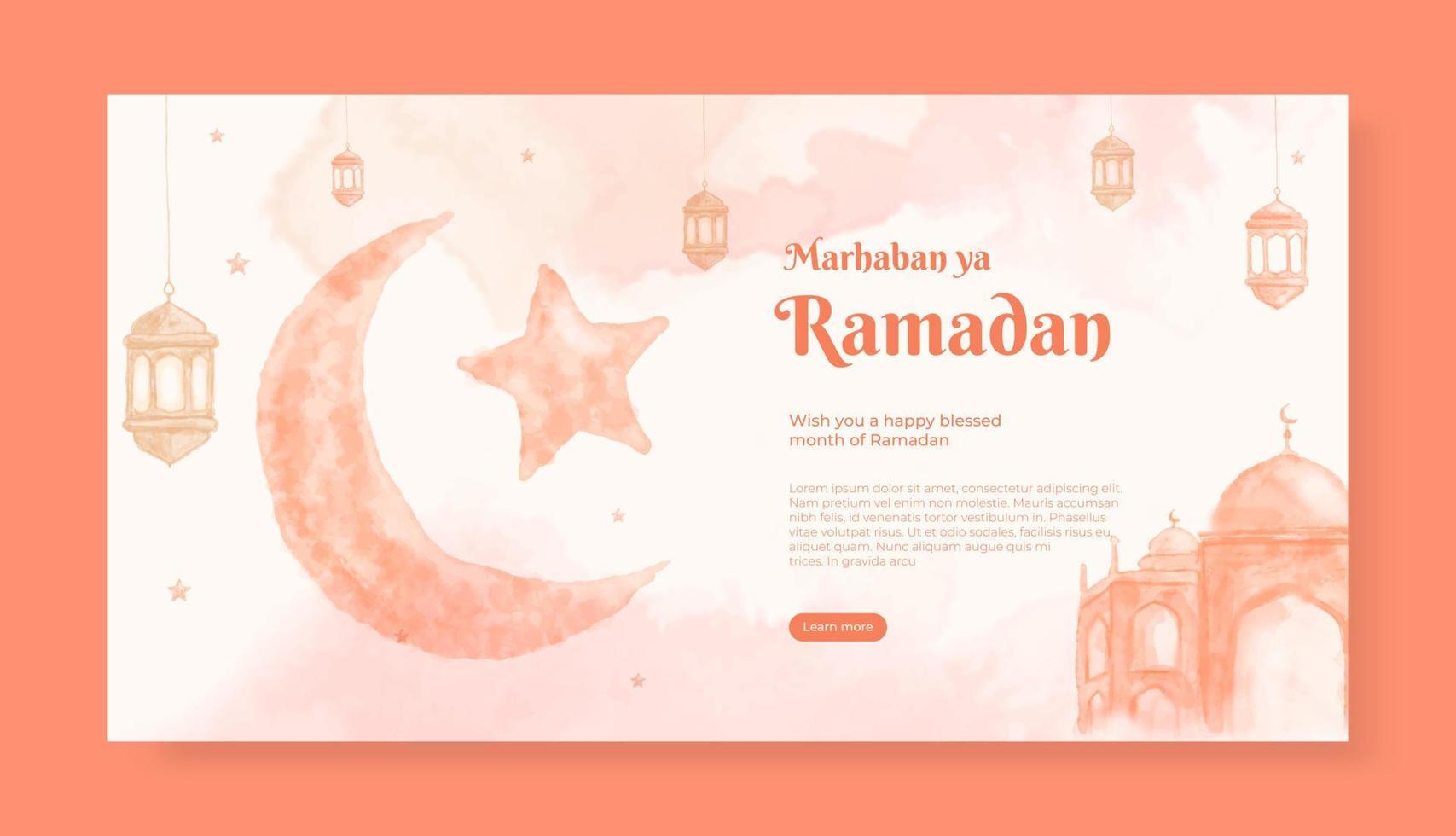 Ramadan kareem watercolor banner template vector