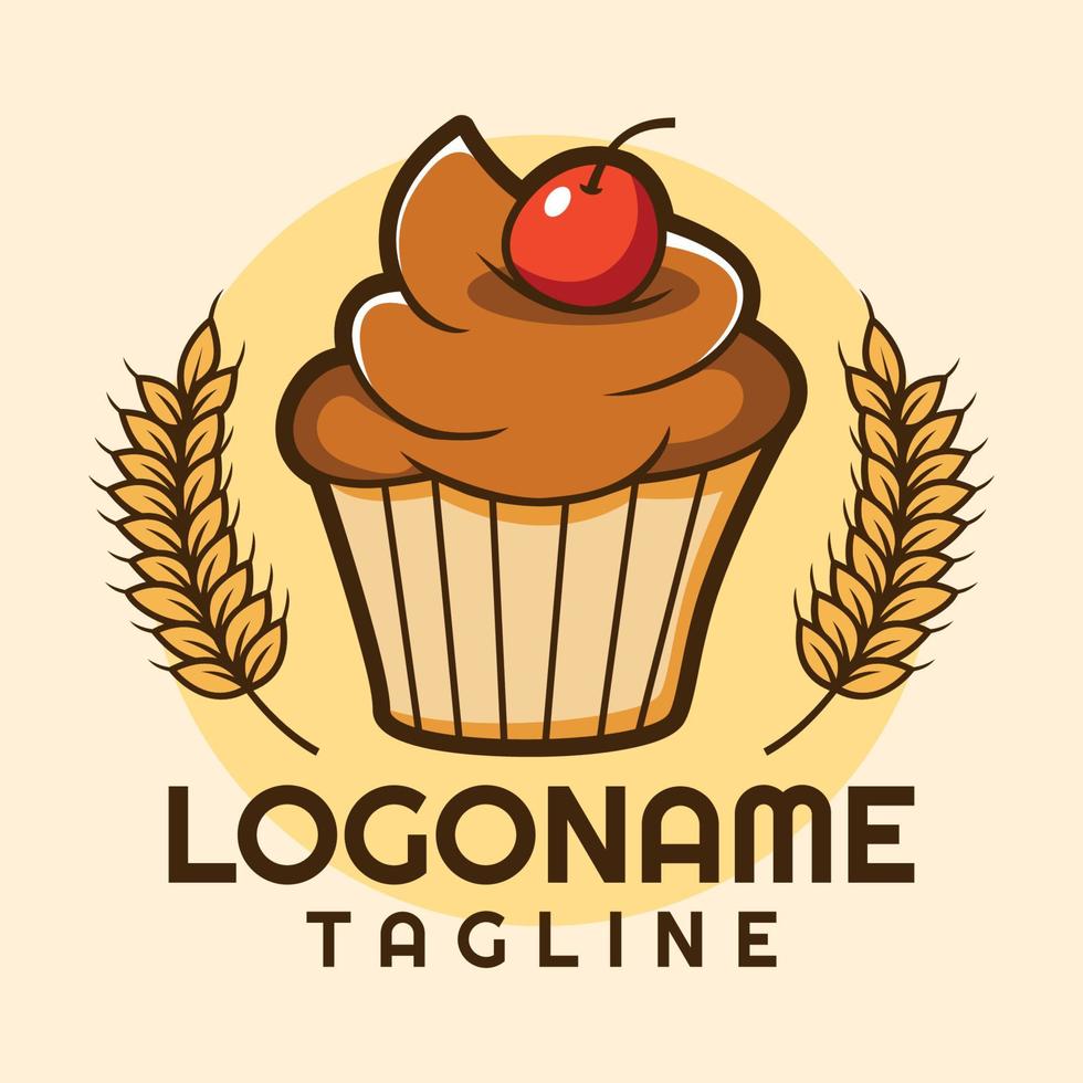 logotipo de cupcake, plantilla de logotipo de panadería, adecuado para restaurante y tienda. vector