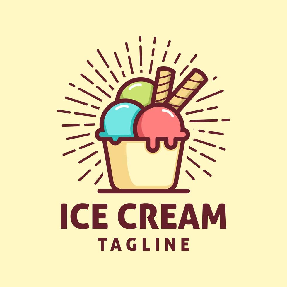 Ice cream logo template, Suitable for restaurant and cafe logo vector