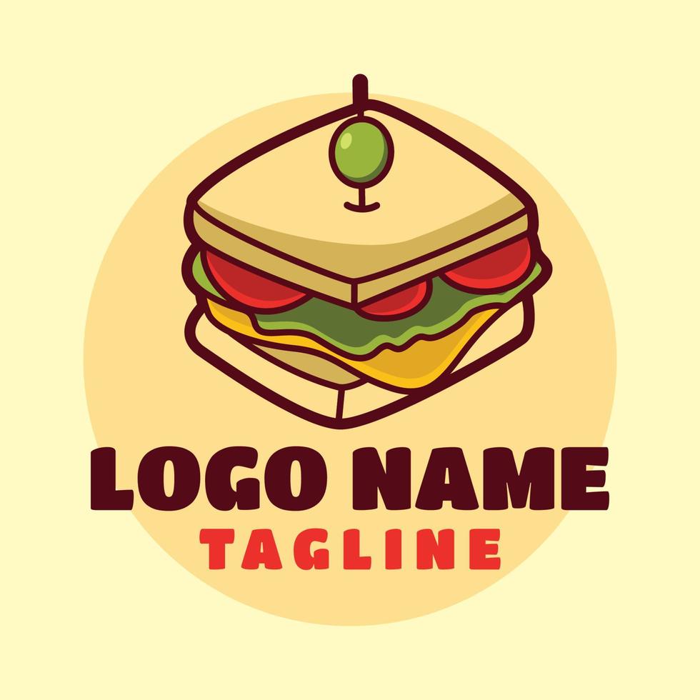 plantilla de logotipo de sándwich, adecuada para el logotipo de restaurante y cafetería vector