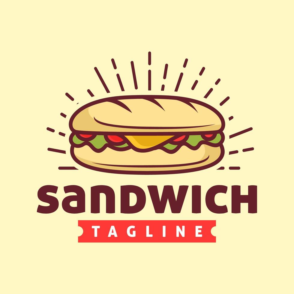 plantilla de logotipo de sándwich, adecuada para el logotipo de restaurante y cafetería vector