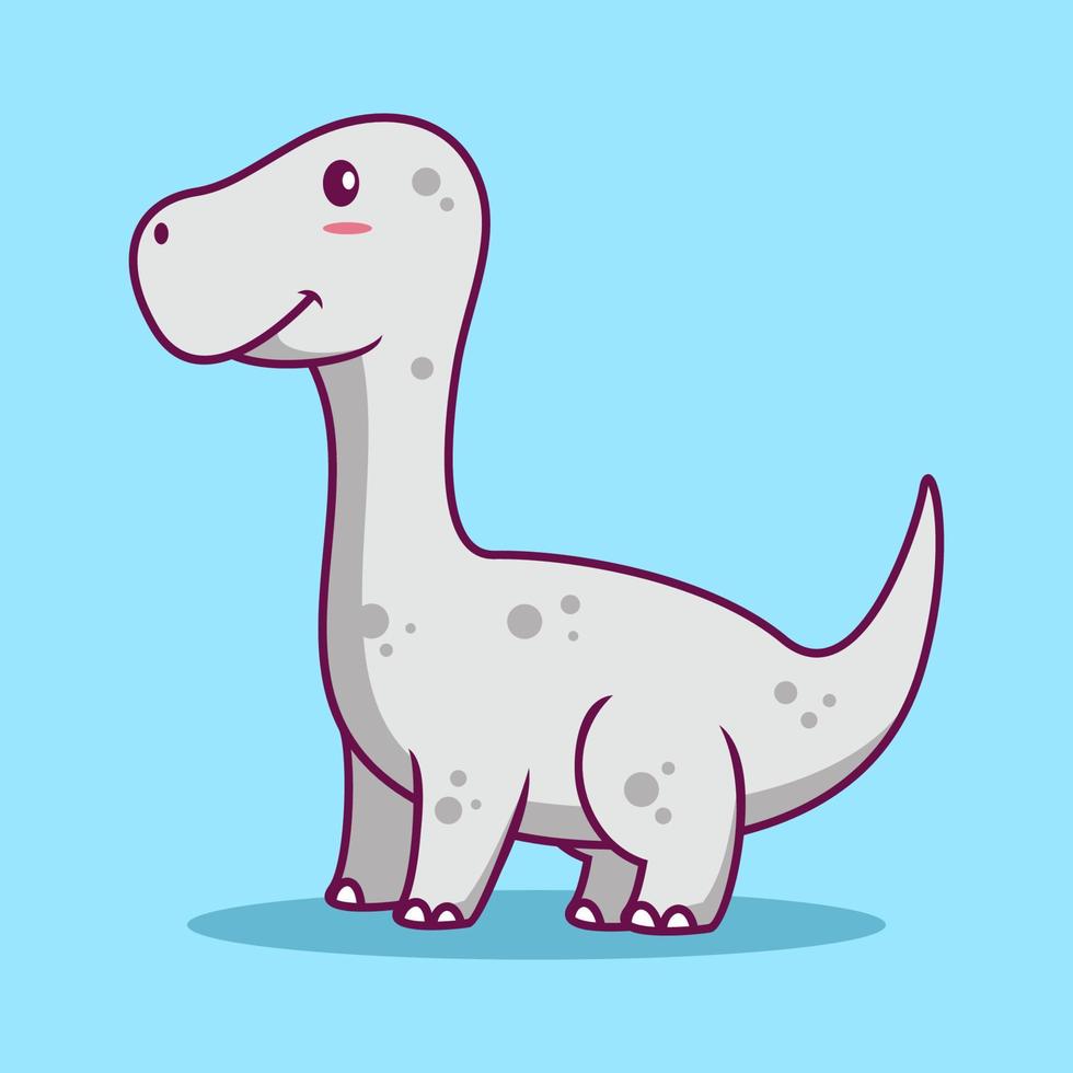 Cute Dinosaur Cartoon Icon Illustration. Animal Flat Cartoon Style vector